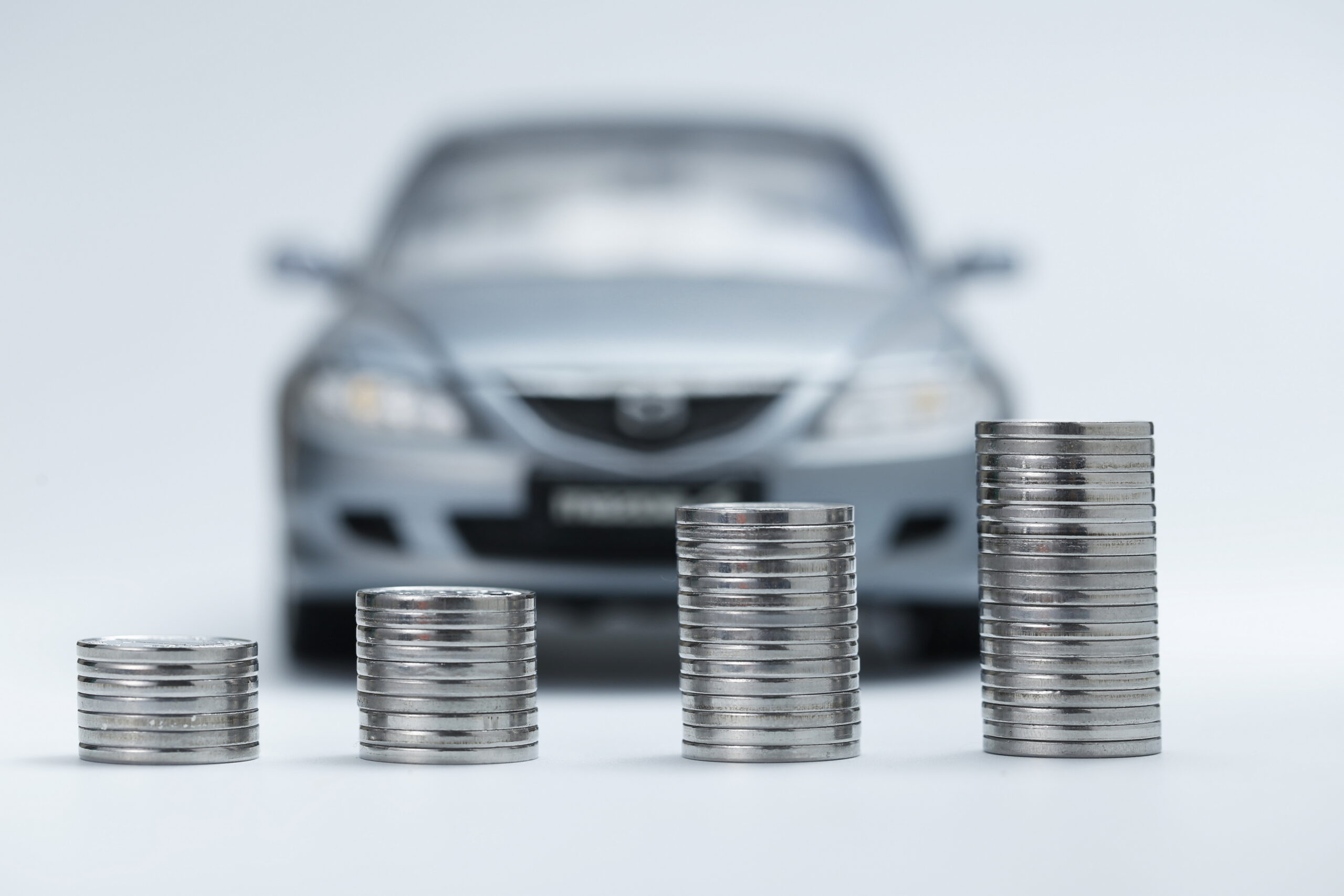 Coin Stacks In Front Of Car